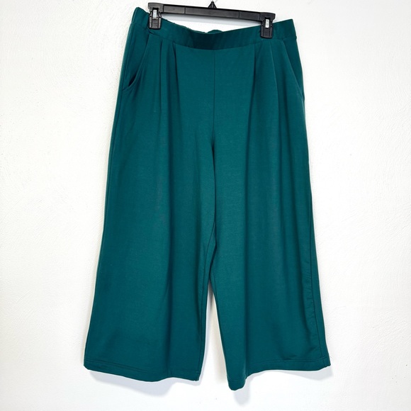 Garnet Hill Pants - Garnet Hill Wide Leg Crop Pants Women’s Medium Green Minimalist Casual Holiday